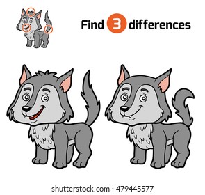 Find differences, education game for children, Wolf