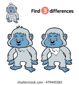 Find differences, education game for children, Yeti