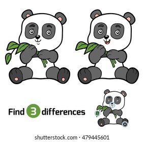 Find differences, education game for children, panda