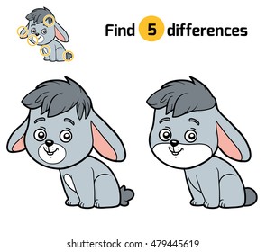 Find differences, education game for children, Rabbit