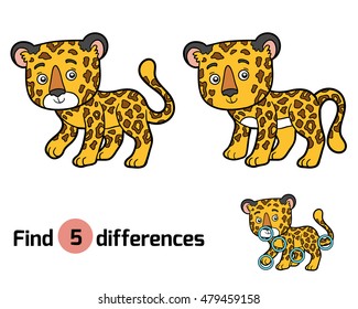 Find differences, education game for children, jaguar