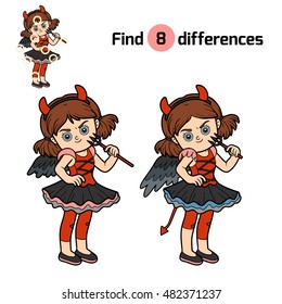 Find differences, education game for children, Devil girl