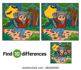 Find differences education game for children, Werewolf