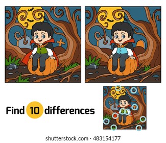 Find differences education game for children, Vampire