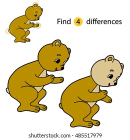 Find differences, education game for children. Bear.