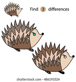 Find differences, education game for children. Hedgehog.