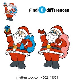 Find differences, education game for children, Santa Claus