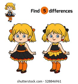 Find differences, education game for children, Girl