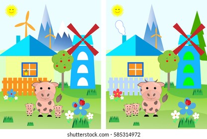 Find differences education game for children vector illustration