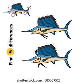 Find differences, education game for children, Sailfish