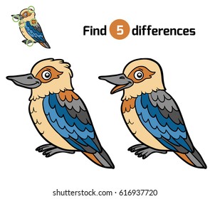 Find differences, education game for children, Kookaburra