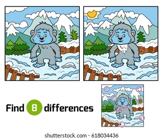 Find differences, education game for children, Yeti