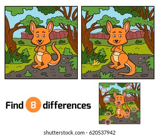 Find differences education game for children, Kangaroo