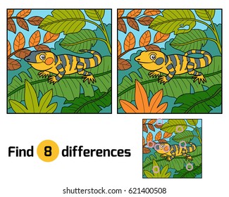 Find differences education game for children, Xenosaurus