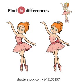 Find differences, education game for children, Ballerina