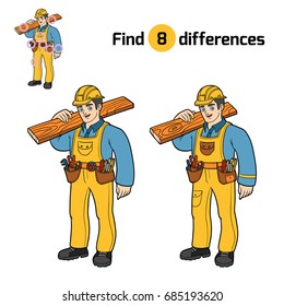 Find differences, education game for children, Builder