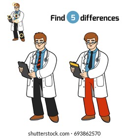 Find differences, education game for children, Doctor