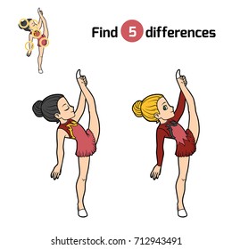 Find differences, education game for children, The gymnast girl