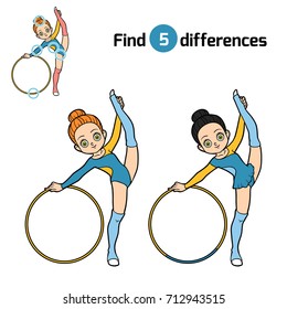 Find differences, education game for children, The gymnast with a hoop