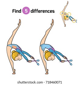Find differences, education game for children, The gymnast and juggling clubs