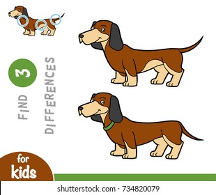 Find differences education game for children, Dachshund