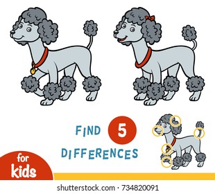 Find differences education game for children, Poodle