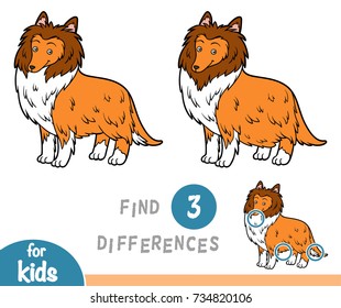 Find differences education game for children, Collie