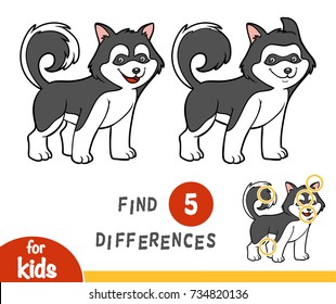 Find differences education game for children, Husky