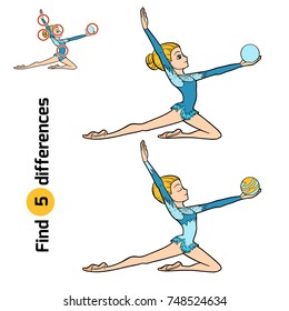 Find differences, education game for children, The gymnast with a ball