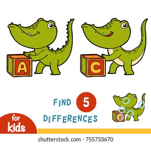 Find differences, education game for children, Crocodile