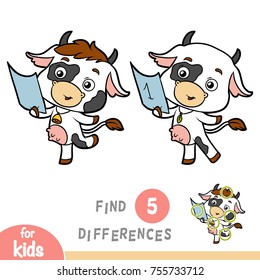 Find differences, education game for children, Cow