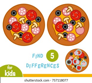 Find differences, education game for children, Pizza