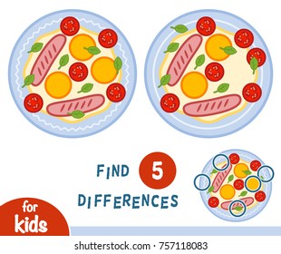 Find differences, education game for children, Fried egg