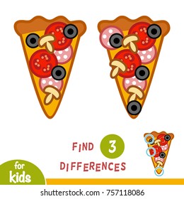 Find differences, education game for children, Pizza