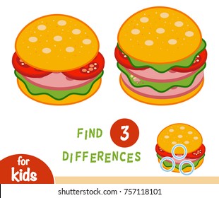 Find differences education game for children, Burger