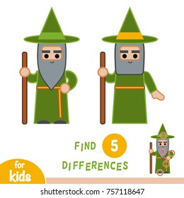 Find differences, education game for children, Wizard