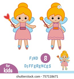 Find differences, education game for children, Fairy girl