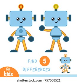 Find differences, education game for children, Robot