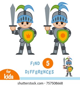 Find differences, education game for children, Knight
