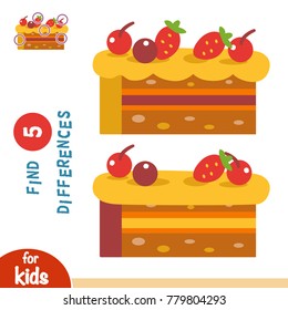 Find differences, education game for children, Cake with fruits
