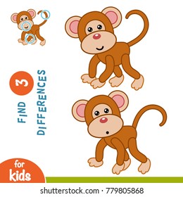 Find differences, education game for children, Monkey