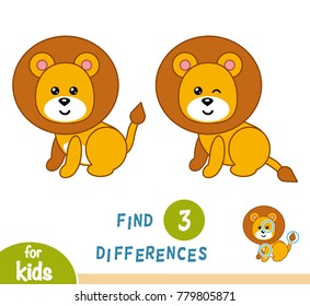 Find differences, education game for children, Lion