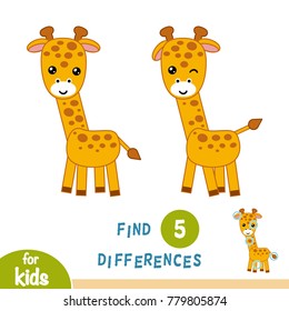 Find differences, education game for children, Giraffe