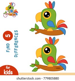 Find differences, education game for children, Parrot