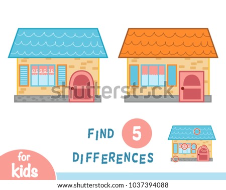 Find differences, education game for children, House