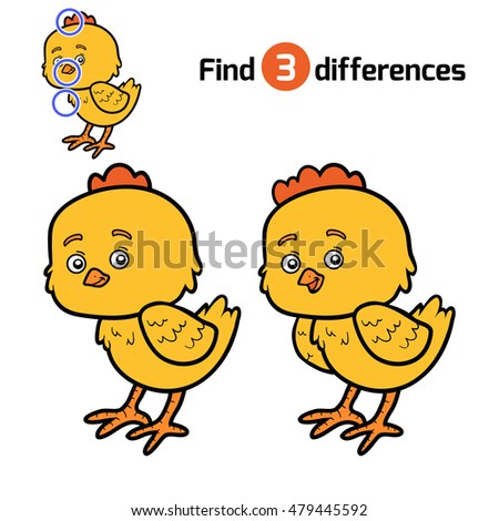 Find differences, education game for children, Chick