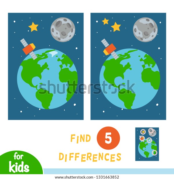 違いを見つけ 子ども向けの教育ゲーム 地球の月と衛星 のベクター画像素材 ロイヤリティフリー