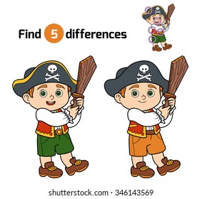 Find differences, education game: pirate boy