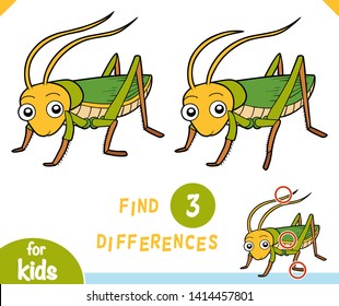 Find differences educational game for children, Grasshopper