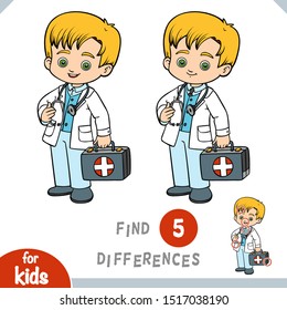 Find differences, educational game for children, little boy doctor